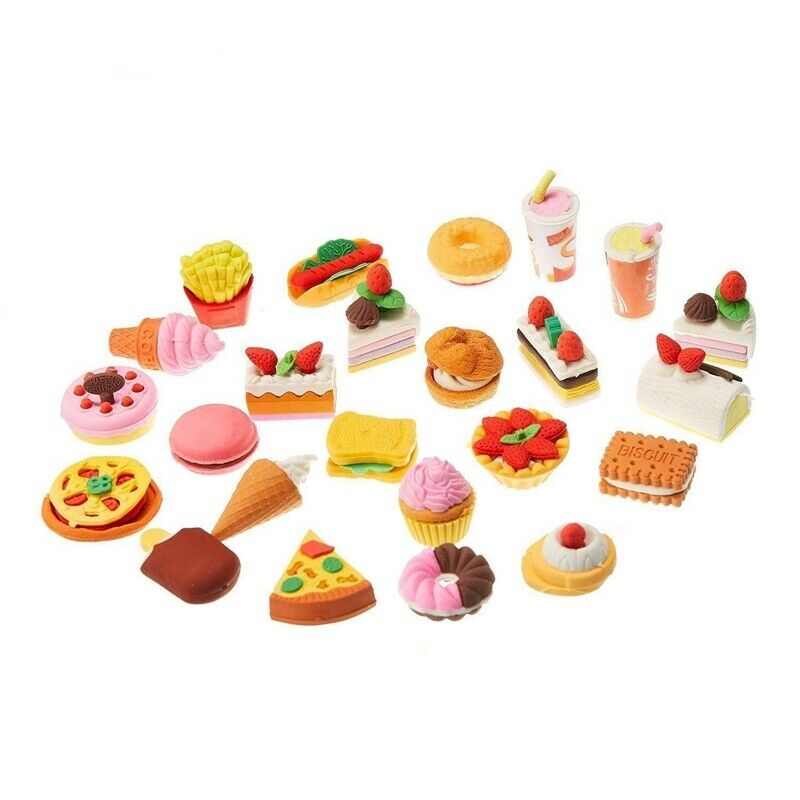 25PCS Pencil Erasers Assorted Food Cake Dessert Puzzle Toys Earsers For Kid L9S6
