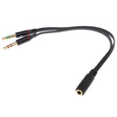 2x PC Headset To Smartphone Adapter 3.5mm Female To Dual Male Y Splitter Cable