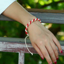 Colorful Weave Bracelet Retro Ethnic Knit Rope Bangles Jewelry Gift (Red) A