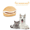 Soft Cat Waterproof Nest Washable Pet Cute Hamburger Bed Kennel Mat (Beige)
