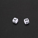 Letter Beads, 100 pieces, black / white, loom bandz, dice, bracelet