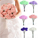 10Pcs Artificial Roses Foam Flowers Bride Wedding Flower Arrangement Navy