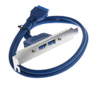 2Port USB3.0 Female to PC Motherboard 20pin Flat Cable 1.5ft with PCI Bracke