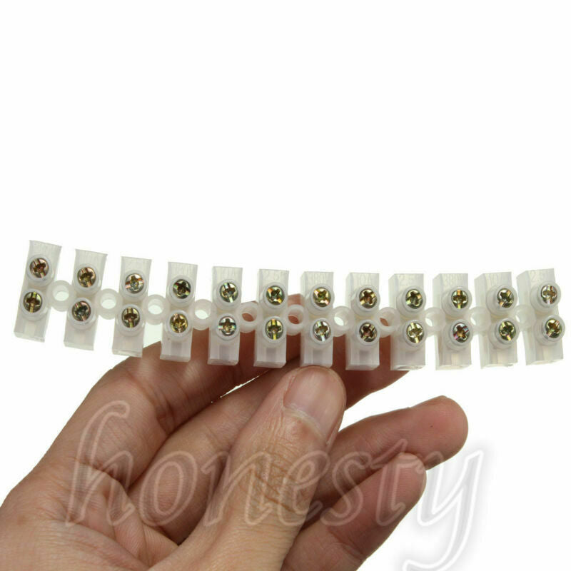 10PCS Dual Row 12 Positions Screw Terminal Electric Barrier Strip Block 380V 10A