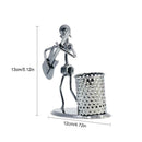 Metal Pen Holder Guitarist Design Pencil Pot Stationery Storage Box Table Decor