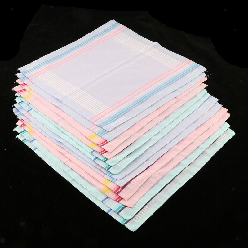 12 Pieces Fashion Classic Womens Pocket Handkerchief Kerchief Jacquard - 100%