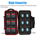 Water Resistant Holder Storage Memory Card Case Fits 12 SD+12 Micro SD TF Cards
