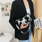 Cow Print PU Women Handbag Tote Acrylic Chain Underarm Shoulder Bag (White)