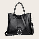 Women Large Capacity Shoulder Bags Leather Retro Messenger Handbag (Black)