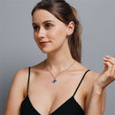 Color Butterfly Necklace Women Pendant Clavicle Chain Lovers Jewelry (Blue) A