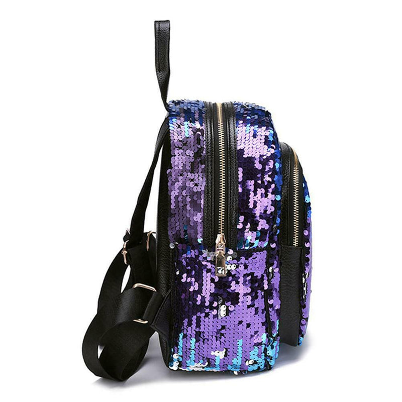 2pcs/Set Women Gorgeous Sequin Backpack Party Shoulder Pencil Handbag/Blue