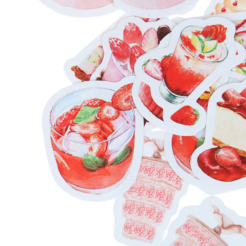 !46Pcs Cute Strawberry Dessert Diy Diary Craft Stickers Scrapbooking De JR