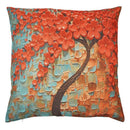 Fashion Cotton and linen Square Pillow cases Green orange + red flowers