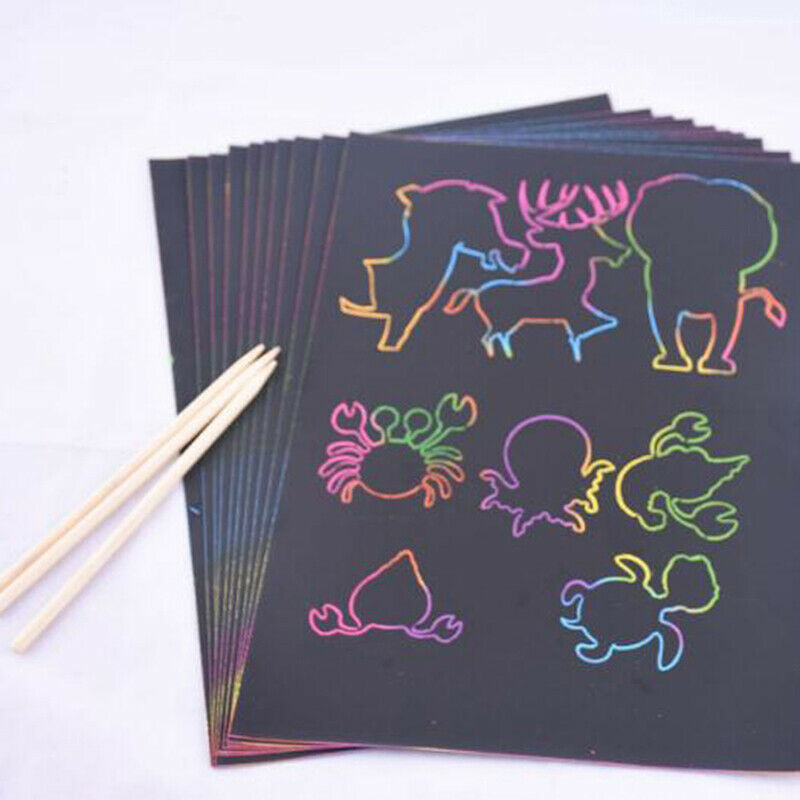 50 Sheets Magic Color Rainbow Art Paper Card DIY Painting Toys Drawing Stick Gw