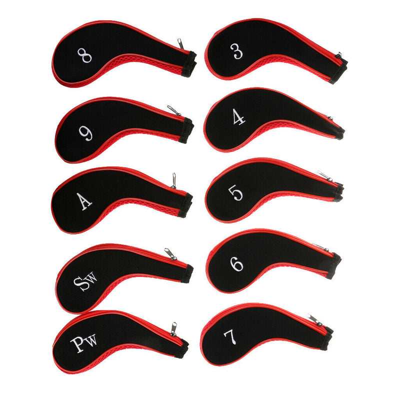 Neoprene Long Sleeve Zipper Golf Club Iron Putter Head Cover Black+Red