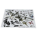 Chinese Style Calligraphy and Painting Bamboos Birds Wall Decals, Living Ro