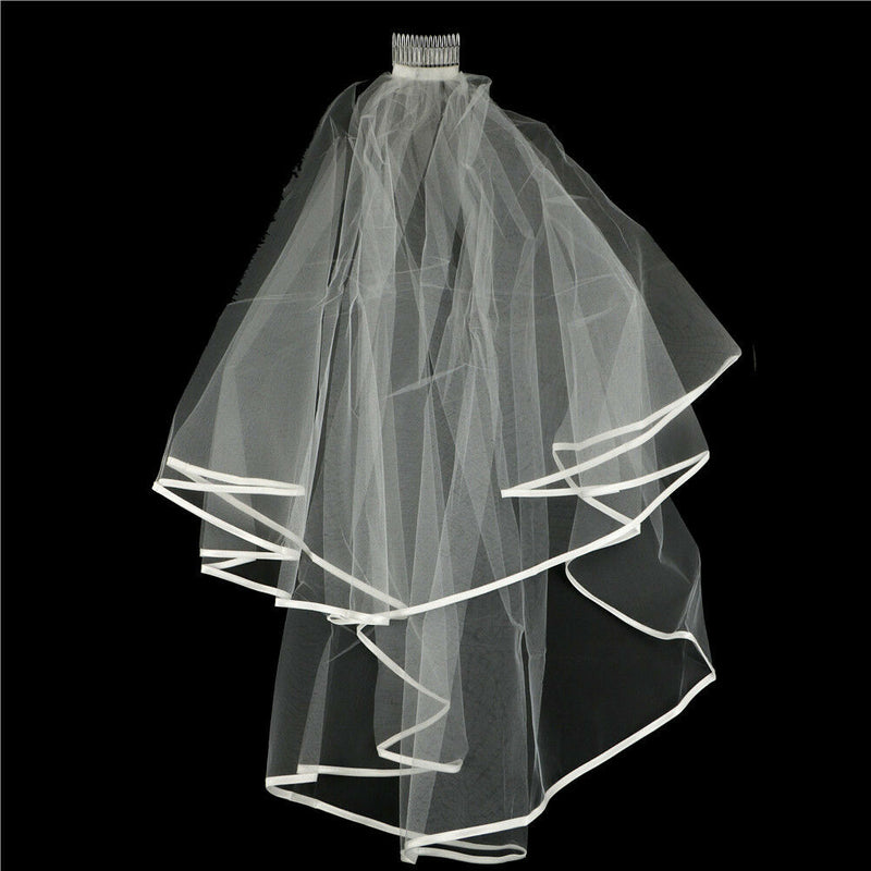 Elegant White Elegant Beauty Two Layers Short Net Tulle Bride  For Wedd â„–[