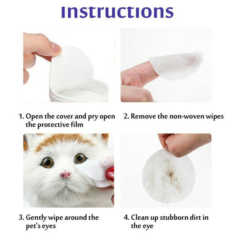 7cm Round Tear Stain Remover Wipes for Dogs &Cats, Extra Moist Natural Wipes x3