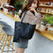 4pcs/set Solid Color Litchi Pattern Women Shoulder Handbags Clutch (Black)