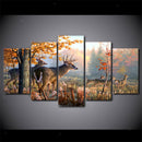 Modern Canvas Wall Art of Autum Elk for your Living Room -5 Panel Size S