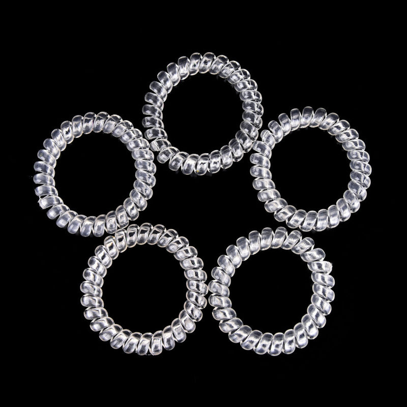 5X Lady Girl Clear Elastic Rubber Hair Ties Spiral Rubber Rope HairbandME