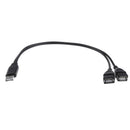 30cm USB A Male to 2Port USB Female Y-Splitter Extension Adapter Cable