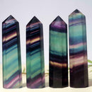 Colorful Natural Fluorite Quartz Crystal Wand Point Healing Stone Gifts G4H9