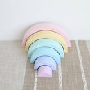 Colorful Wood Rainbow Building Blocks Toys Creative Assembling Blocks Circl F6R1