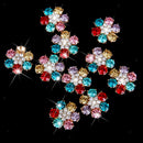 10 Colorful Crystal Rhinestone Flower Buttons Flatback Cluster Embellishment
