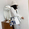 Fashion Plaid PU Women Shoulder Bag Pleated Handle Chain Handbag (Blue)