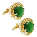 Mens Round Green Opal Cufflinks Shirt Business Cuff Links Wedding Jewelry