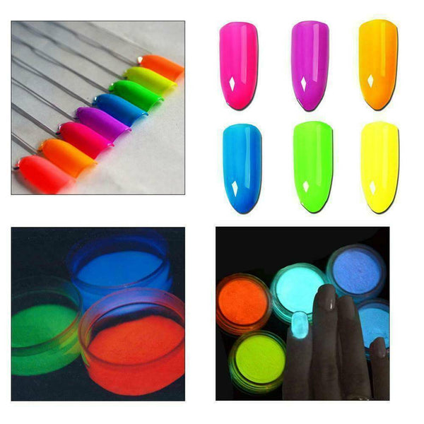 6 Colors Neon Nail Art Pigment Powder-Glitter Eyeshadow Cosmetic Makeup Tool USA