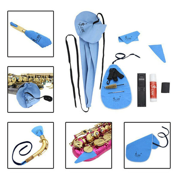 Slade 10-In-1 Saxophone Cleaning Care Kit Belt Cork Grease Thumb Rest Cushi