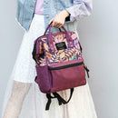 Tropical Plant Print Travel Big Backpacks Nylon Women School Bags (Purple)