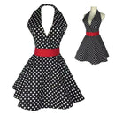 Women Cotton Dot Fashion Sexy Maid Fancy Dress Costume Apron Outfit Home Hotel