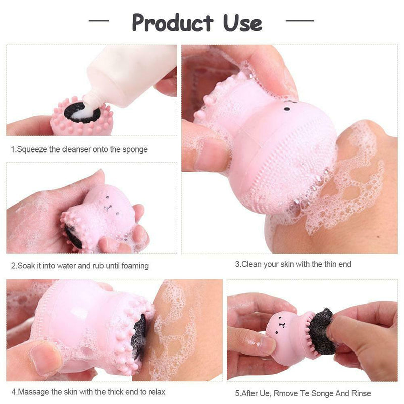 Jellyfish Shaped Silicone Face Cleanser Powder Puff Brush Facial Cleaner Brush