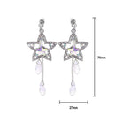 Elegant Star Dangle Earrings Women Rhinestone Ear Drop Pendant Wedding Jewelry