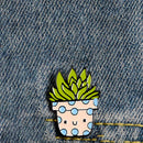 Cartoon Cute Potted Plant Brooch Badge Unisex Shirt Enamel Pins (Style 6)  A