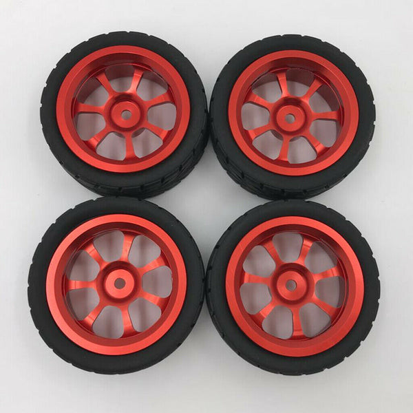 4Pieces Tires Wheel Rims Set fits WLTOYS 144001 1:14 A959 A949 RC Parts Red