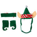 4pcs Pet Hat Set Warm Dogs Cats Christmas Green Hat+Necklace+Feet Sleeve