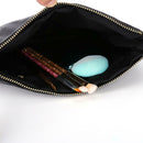 Black Rhombus Cosmetic Bag Large PU Zipper Handbag for Travel Makeup Tools