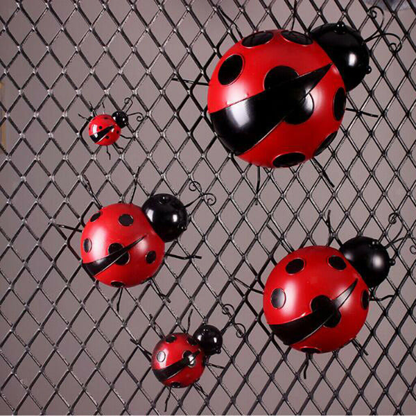 15x 10cm Ladybug Insect Ornament Home Garden Decor Wall Hanging Art Crafts Gift