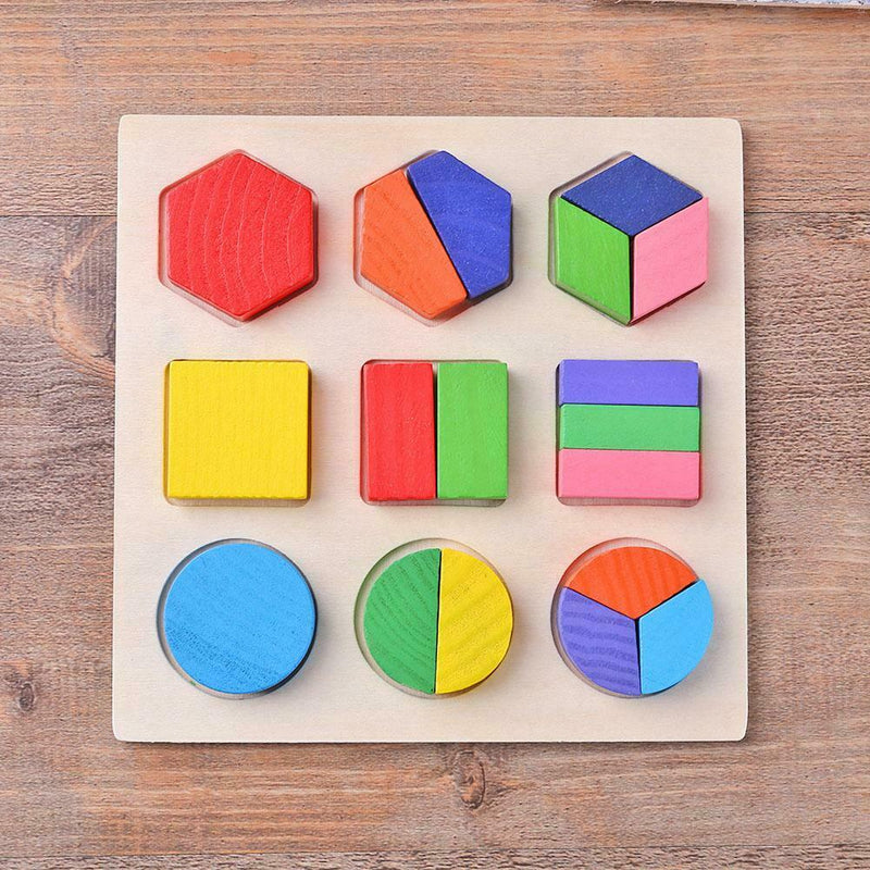 Wood Geometric Shapes Sort Math Montessori Puzzle Kids Educational Toys (3)