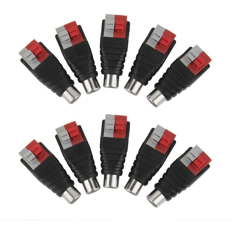 10x Speaker Wire Cable to Audio Female RCA Connector Adapter Plug