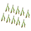 4 Pieces Mini Green Leaf Leaves Enamel Alloy Charms Pendant Jewelry Crafts