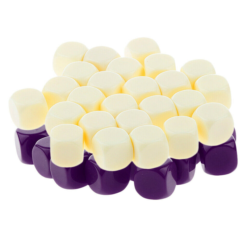 50 Pieces Opaque Blank Dice D6 for D&D RPG MTG Party Games Purple + Beige
