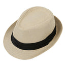 Beige Casual Straw Fedora Hat Sun Hat For Lovers K2C1