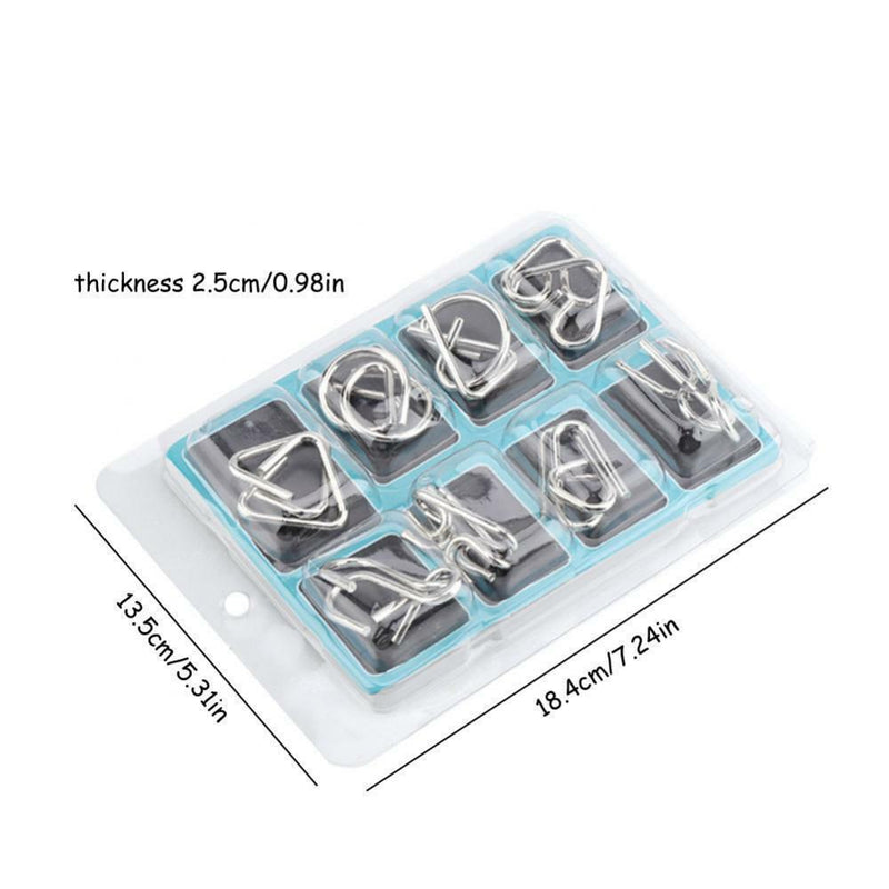 8Pcs/set Metal Wire Puzzle Brain Teaser Game IQ Mind Test Toys for Kids Adults