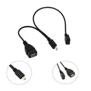 Black 3 in1 Micro USB HUB Male to Female USB 2.0 Charging Host OTG Adapter Cable