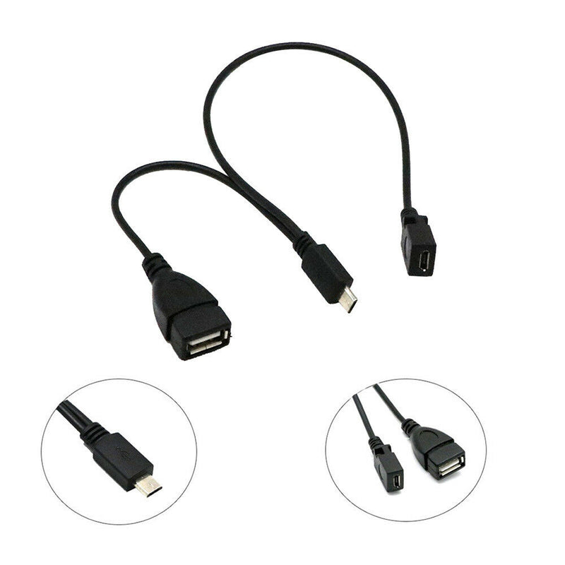 Black 3 in1 Micro USB HUB Male to Female USB 2.0 Charging Host OTG Adapter Cable